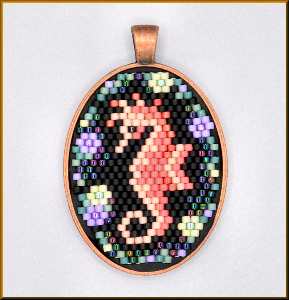 Peachy Seahorse Oval Pattern - PDF
