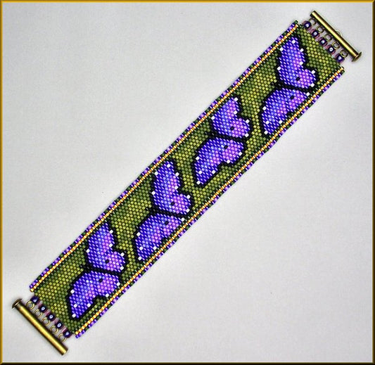 Purple Butterfly Garden Bracelet Pattern - PDF