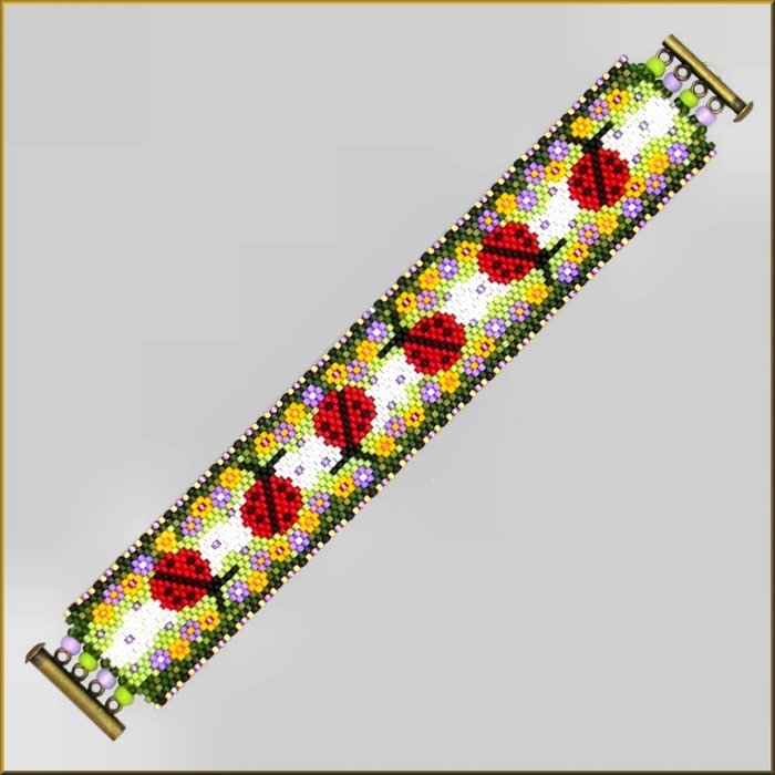 Spring Time Ladybugs Bracelet Pattern - PDF