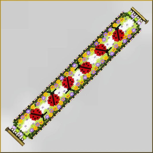Spring Time Ladybugs Bracelet Pattern - PDF