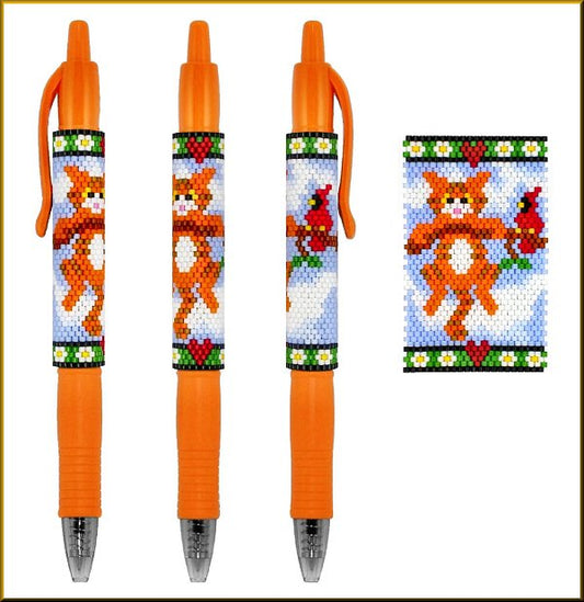 Tabby Cat out on a Limb Pen Wrap Pattern - PDF
