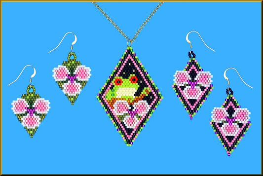 Tree Frog Rhapsody in Pink Pendant and Earring Pattern - PDF