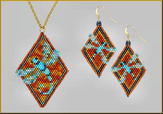 Turquoise Dragonfly Pendant and Earring Pattern - PDF