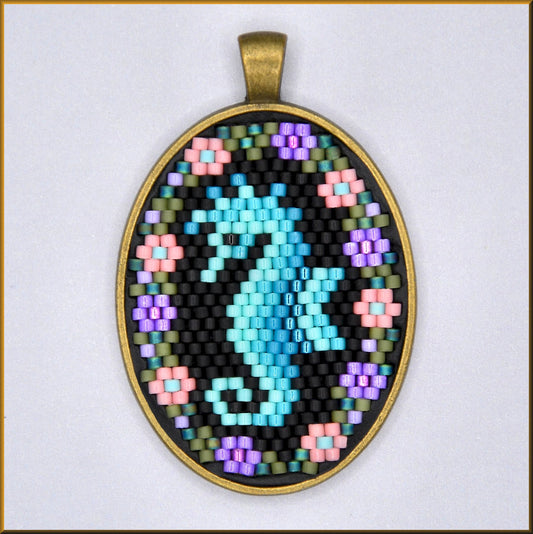 Turquoise Seahorse Oval Pattern - PDF