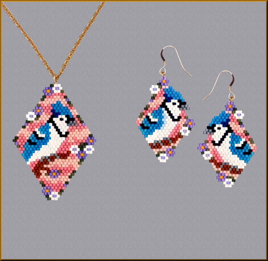 Blue Jay Pendant and Earring Pattern - PDF
