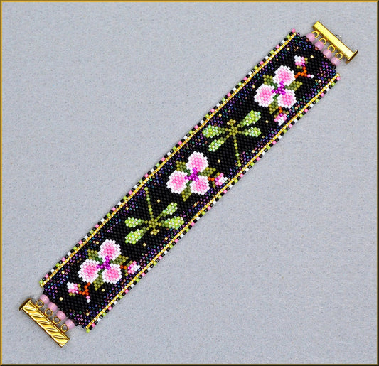 Dragonfly Cherry Blossoms Bracelet Pattern - PDF