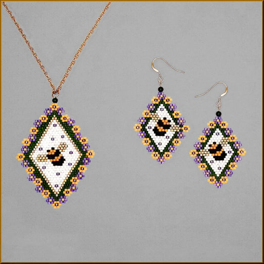 Field of Bees Pendant and Earring Pattern - PDF
