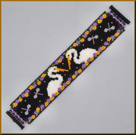 Midnight Egrets Bracelet Pattern - PDF