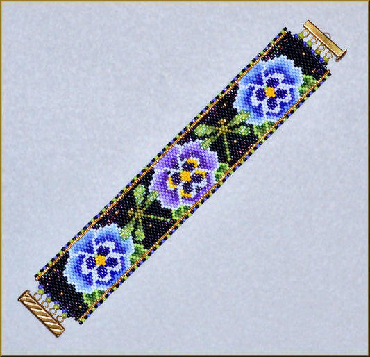 Dragonfly Pansy Patch Bracelet Pattern - PDF