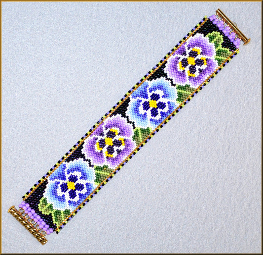 Pansy Garden Bracelet Pattern - PDF
