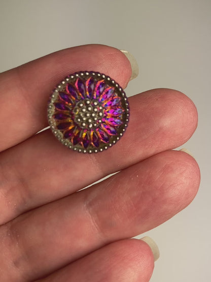 Daisy Button - Volcano with Silver Accents