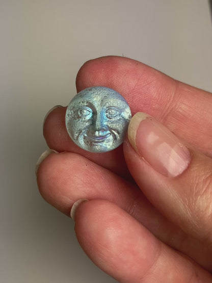 Moon Face Button - Medium Sky Blue with a Matte and AB Finish