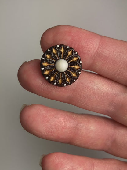 Collarett Button - Black with Gold and Silver Accents