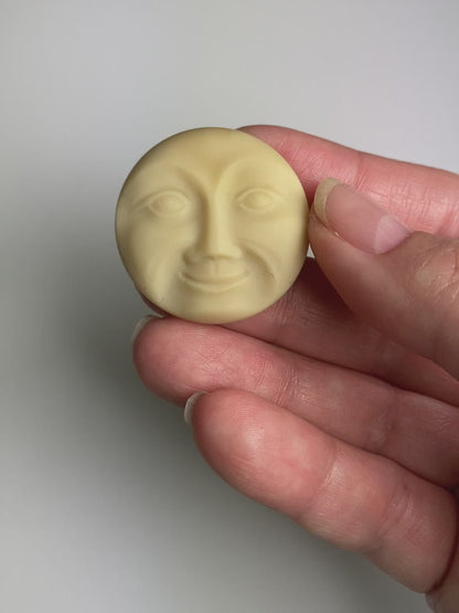 Moon Face Button - Matte Bone