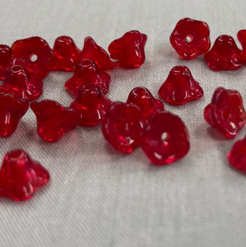 4x6mm Bell Flower - Red - qty 25