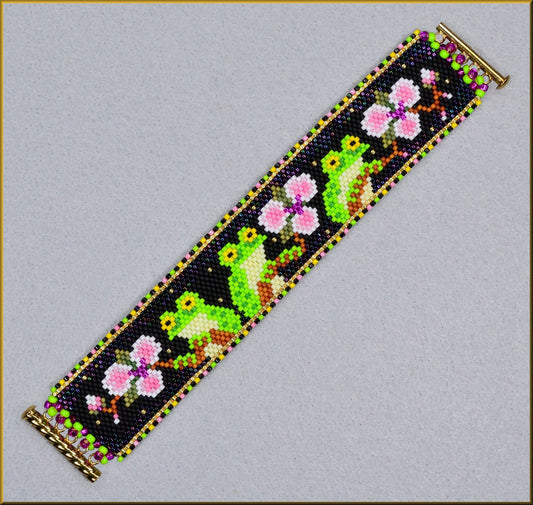Tree Frog Rhapsody in Pink Bracelet Pattern - PDF