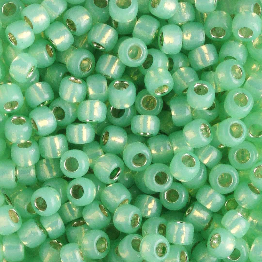 8/0 Silver Lined Milky Peridot - 10 grams