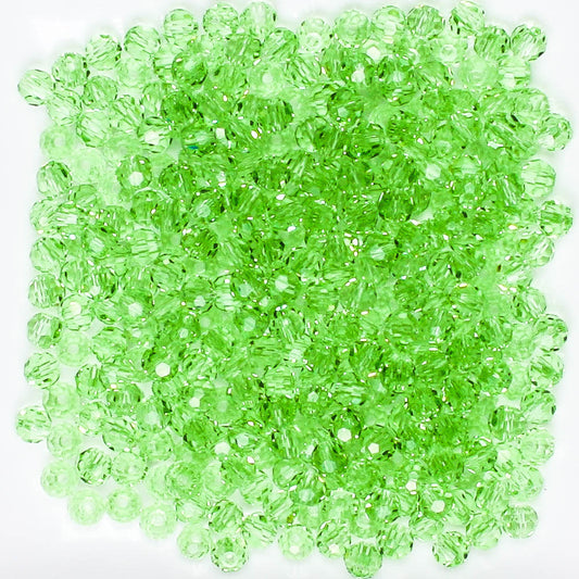 3mm Faceted Round Light Green - 100 beads