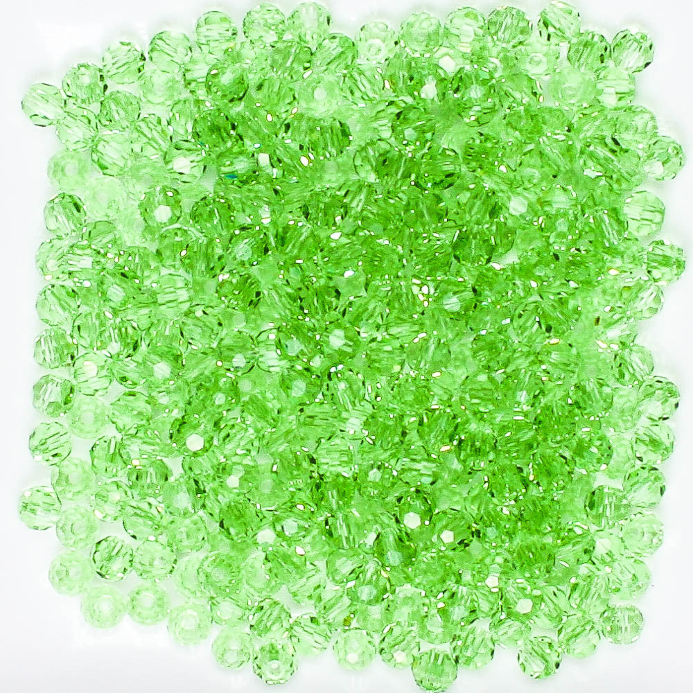 3mm Faceted Round Light Green - 100 beads
