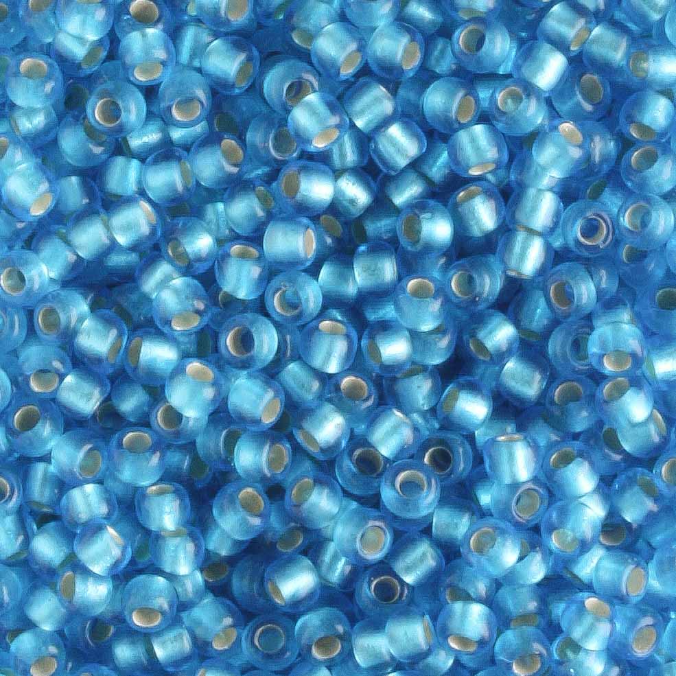 11/0 Silver Lined Frosted Dark Aqua - 10 grams