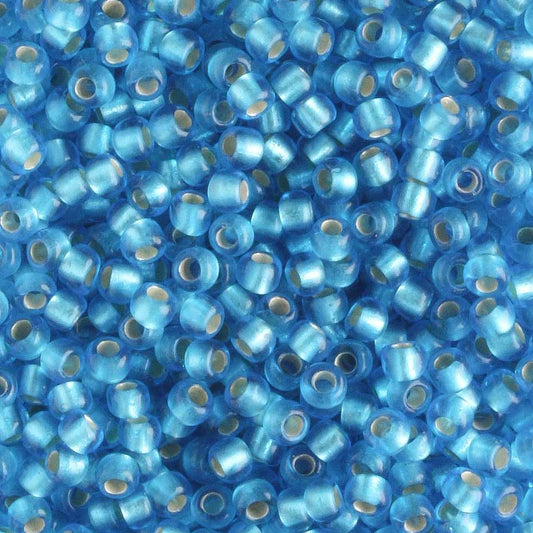 11/0 Silver Lined Frosted Dark Aqua - 10 grams