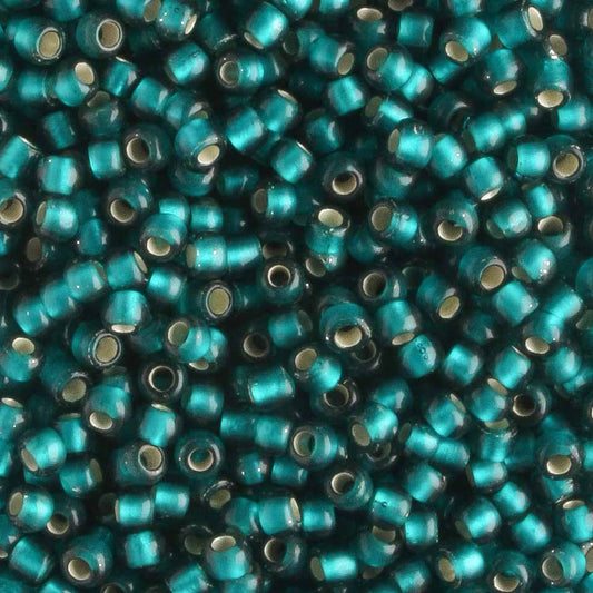 11/0 Silver Lined Frosted Teal - 10 grams