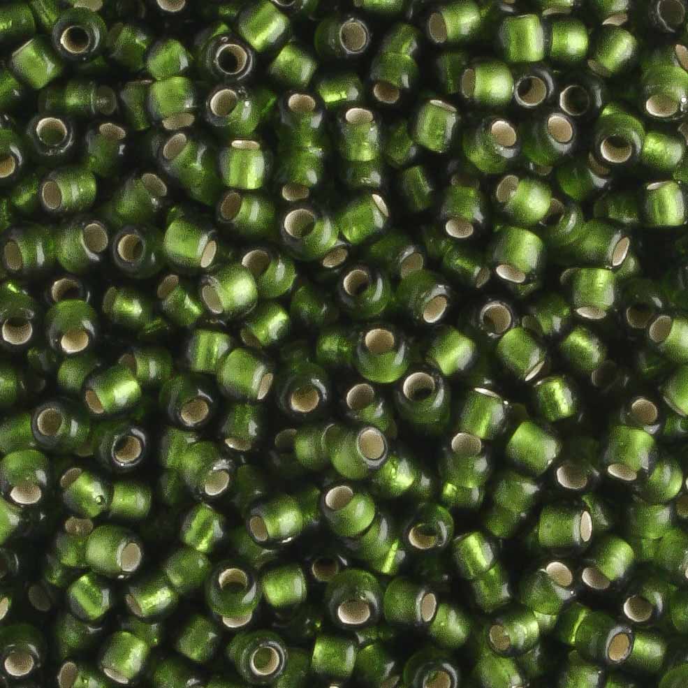 11/0 Silver Lined Frosted Olive - 10 grams
