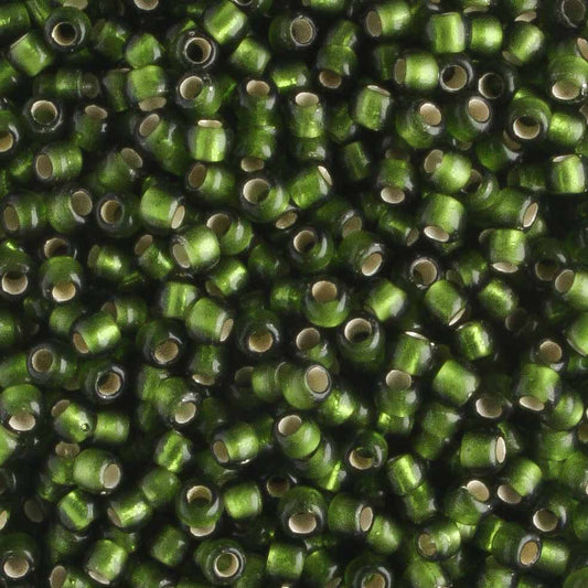 11/0 Silver Lined Frosted Olive - 10 grams