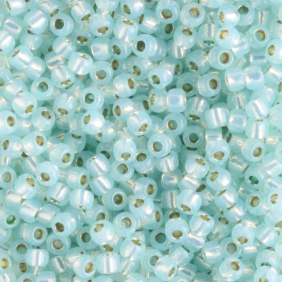 11/0 PermaFinish Silver Lined Milky Light Aqua - 10 grams