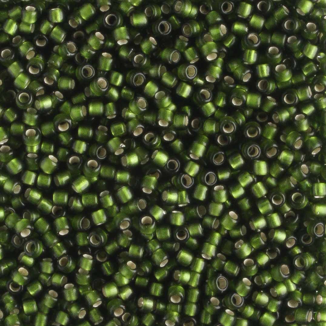 15/0 Silver Lined Frosted Olive - 5 grams
