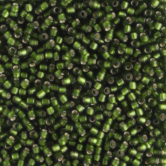 15/0 Silver Lined Frosted Olive - 5 grams