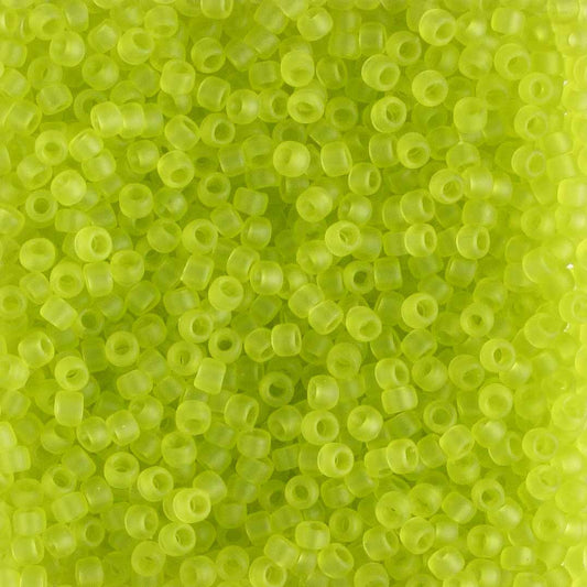 15/0 Transparent Frosted Lime Green - 5 grams