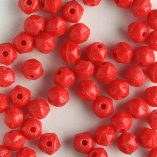 3mm English Cut Matte Opaque Red - 100 beads