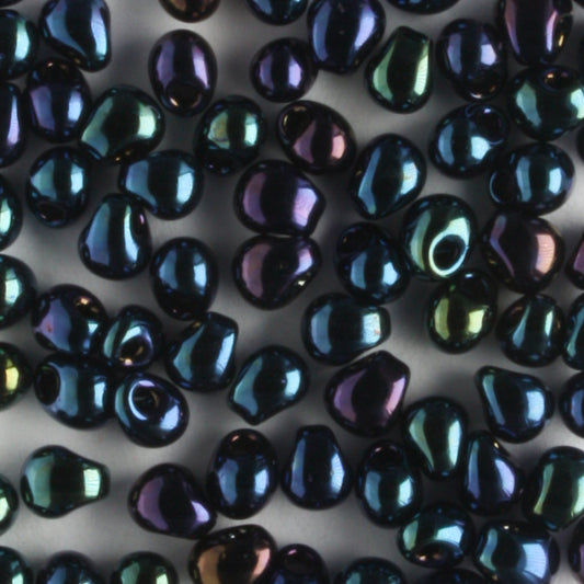 Fringe Bead, Gunmetal Dark Blue - 10 grams