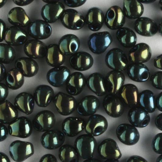 Fringe Bead, Gunmetal Dark Green - 10 grams