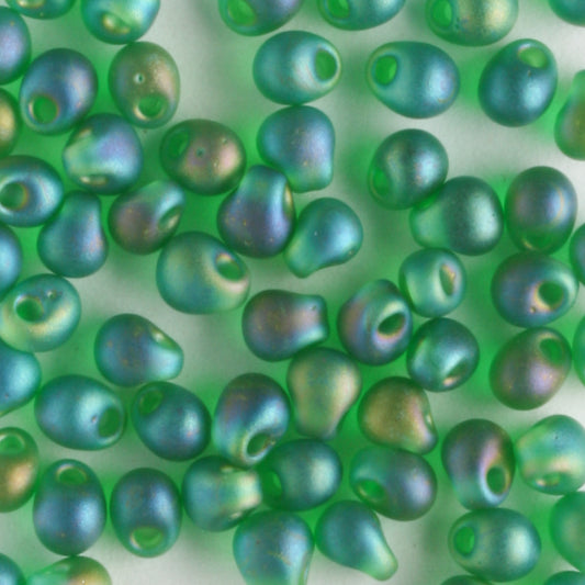 Fringe Bead, Rainbow Green Matte - 10 grams