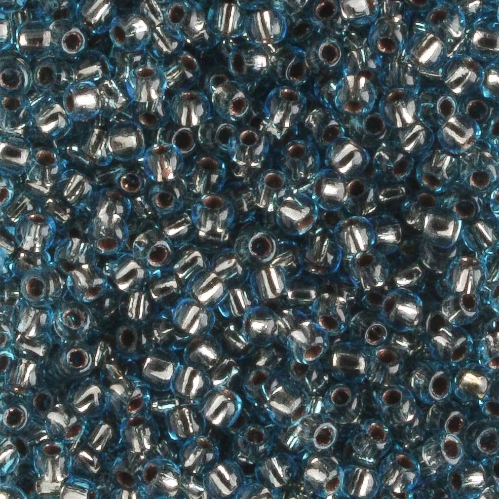 11/0 Silver Lined Aqua - 10 grams