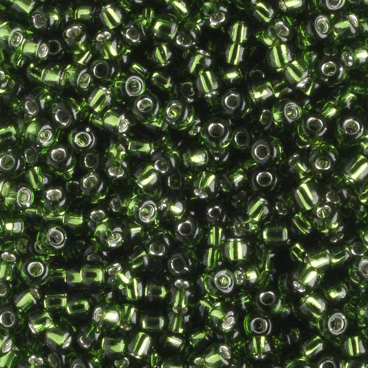 11/0 Silver Lined Olive - 10 grams