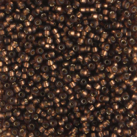 15/0 Silver Lined Frosted Brown - 5 grams