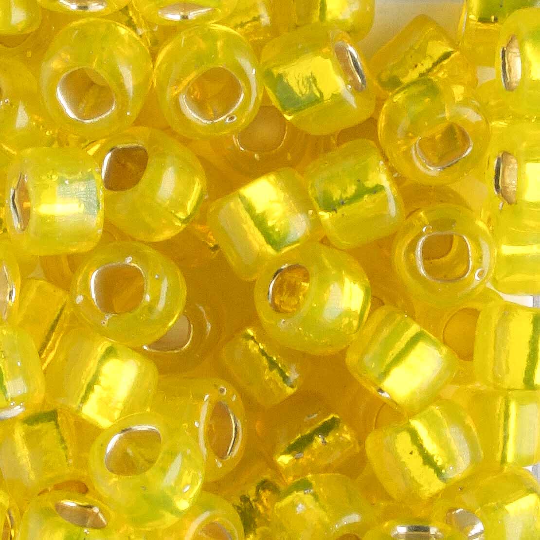 3/0 Silver Lined Square Hole Yellow - 10 grams