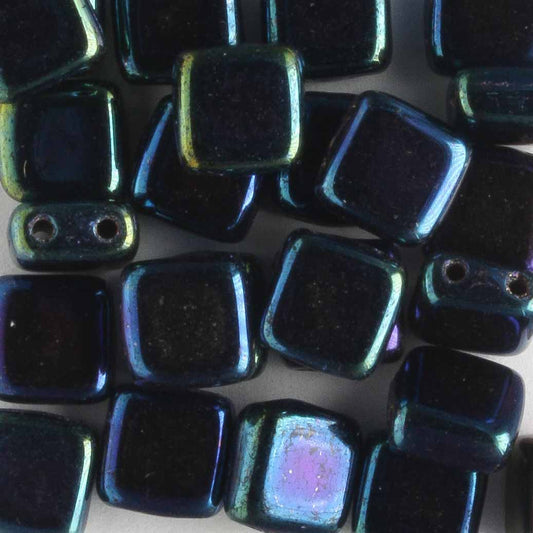 2 Hole Tile Iris Blue - 25 beads