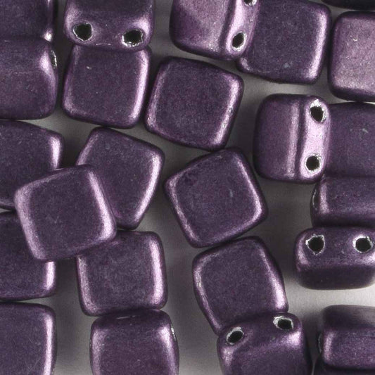 2 Hole Tile Metallic Eggplant - 25 beads
