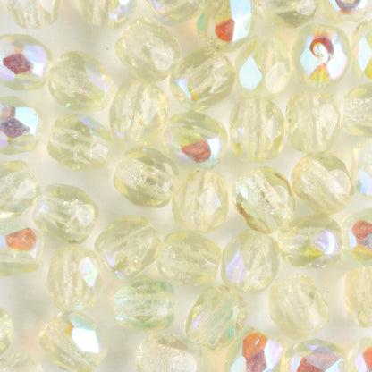 4mm Round Fire Polish Jonquil AB - 100 beads