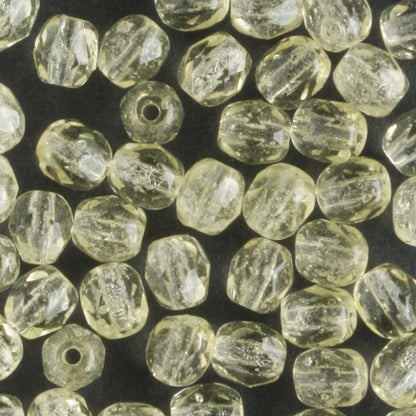 4mm Round Fire Polish Light Jonquil - 100 beads