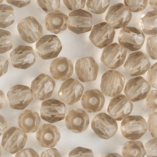 4mm Round Fire Polish Black Diamond - 100 beads