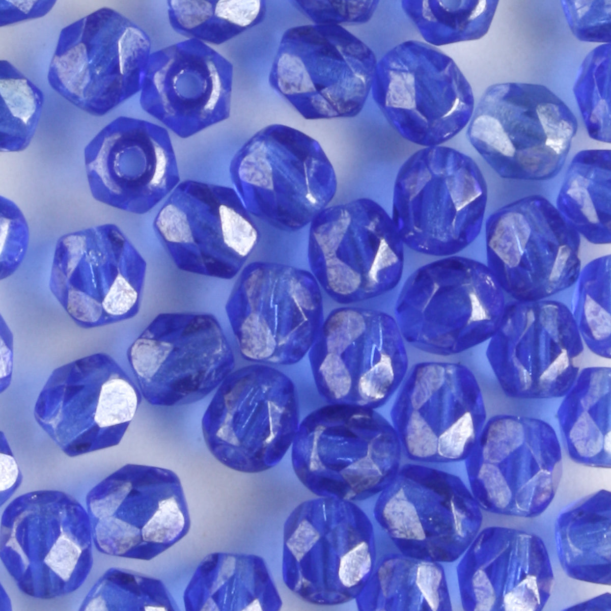 4mm Round Fire Polish Sapphire Luster - 100 beads