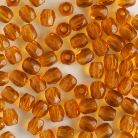 3mm Round Fire Polish Dark Topaz - 100 beads