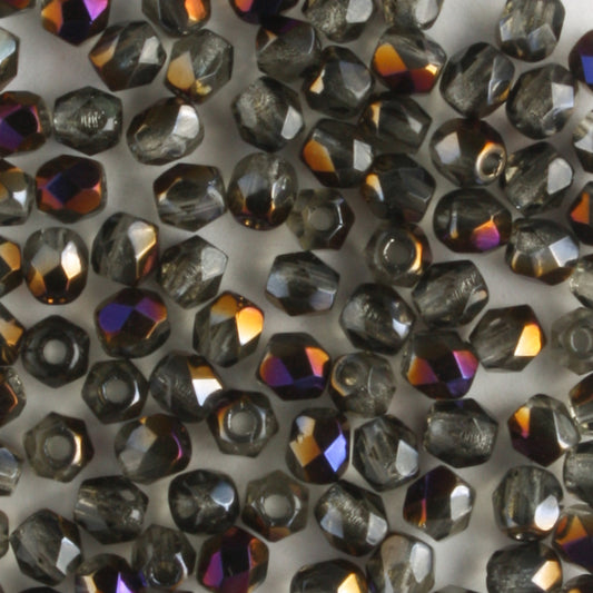 3mm Round Fire Polish Black Diamond Zarit - 100 beads