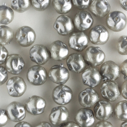 4mm Baroque Glass Pearls Silver - 100 beads