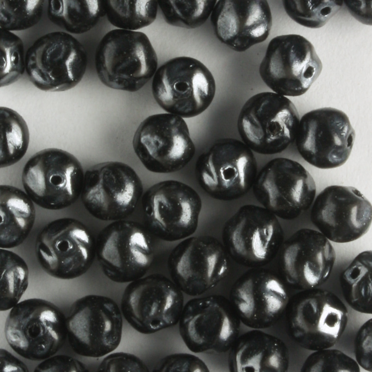 4mm Baroque Glass Pearls Jet Black - 100 beads